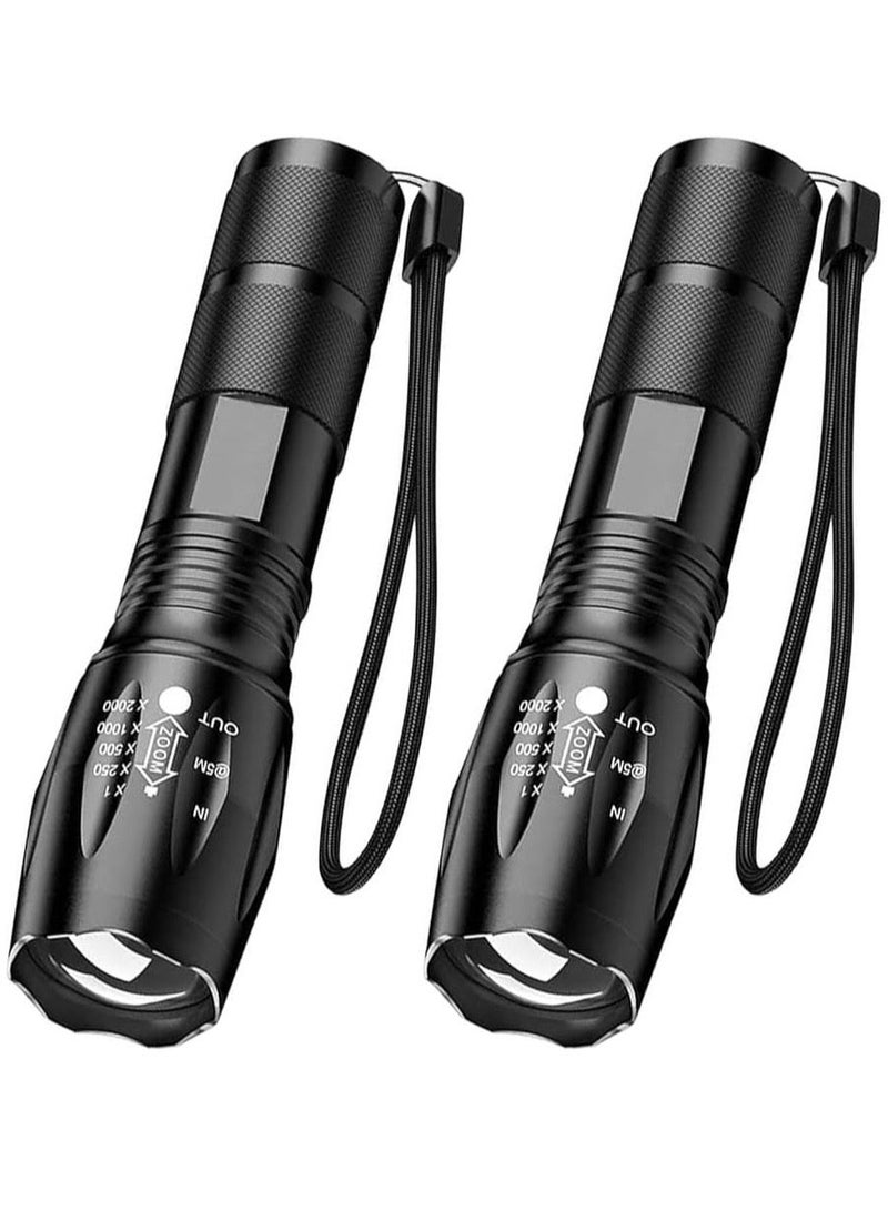QLIGHT LED Flashlights High Lumens 2 Pack, Powerful Tactical Flashlight With 5 Modes, Pocket Small Flash Light, Waterproof Zoomable Flashlights for Camping Home Emergencies, Camping Essentials (Batteries not Included) - Image 1